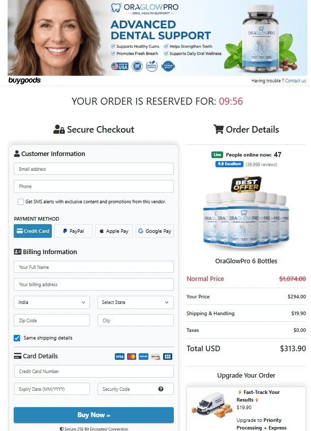 OraGlowPro Order Page